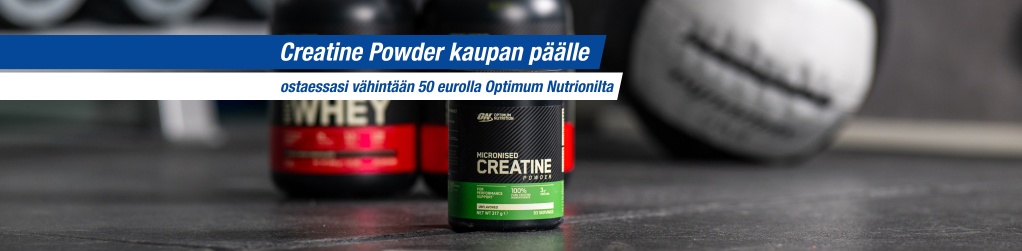 Creatine Powder kaupan p��lle ostaessasi v�hint��n 50 eurolla Optimum Nutritionilta